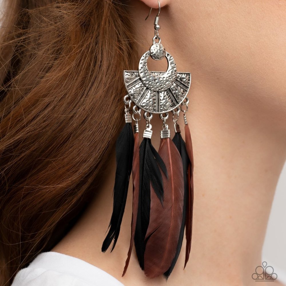 Oversized black and brown feather Earrings